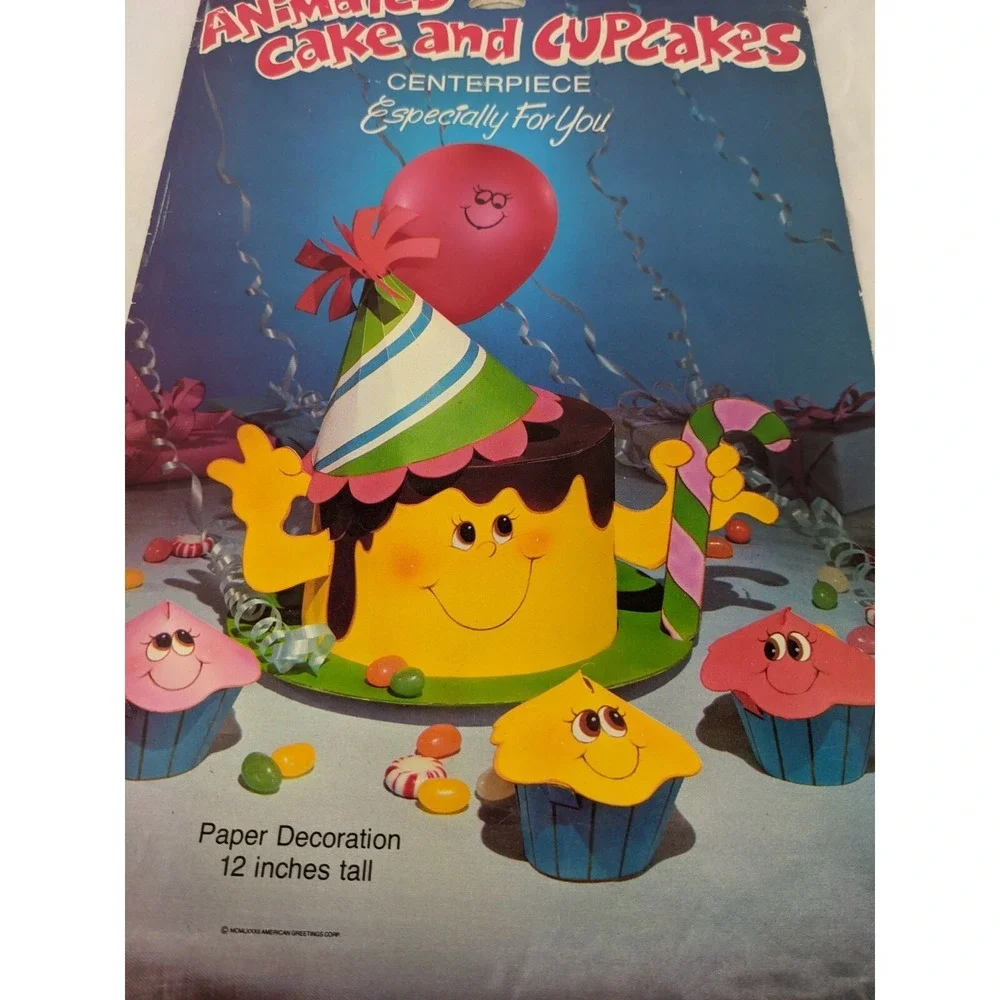Animated Cake and Cupcakes Paper Decoration Centerpiece‎ 1982